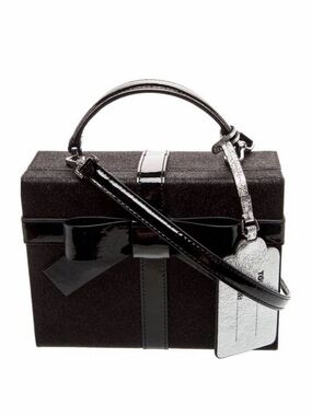 kate spade Black Box Bag with Bow and Silver Tag